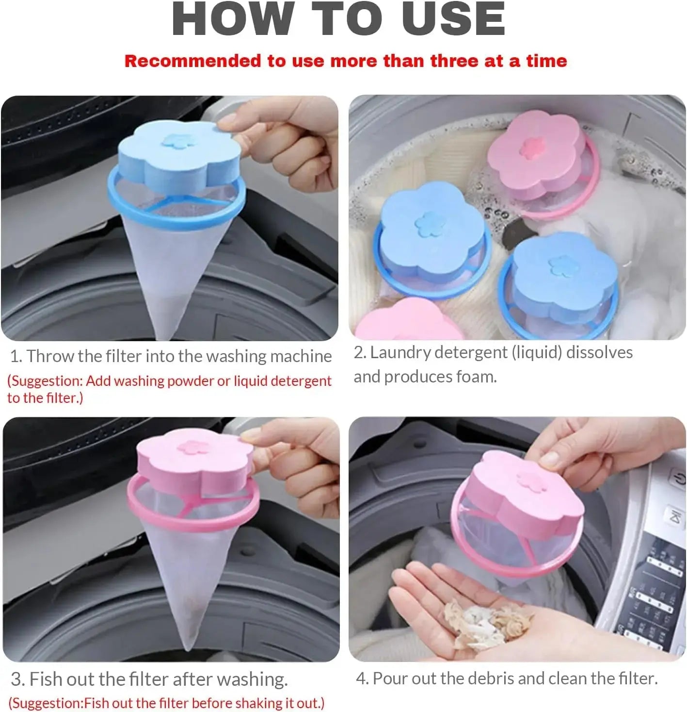 3-pack Tvättbollar för att ta bort djurhår