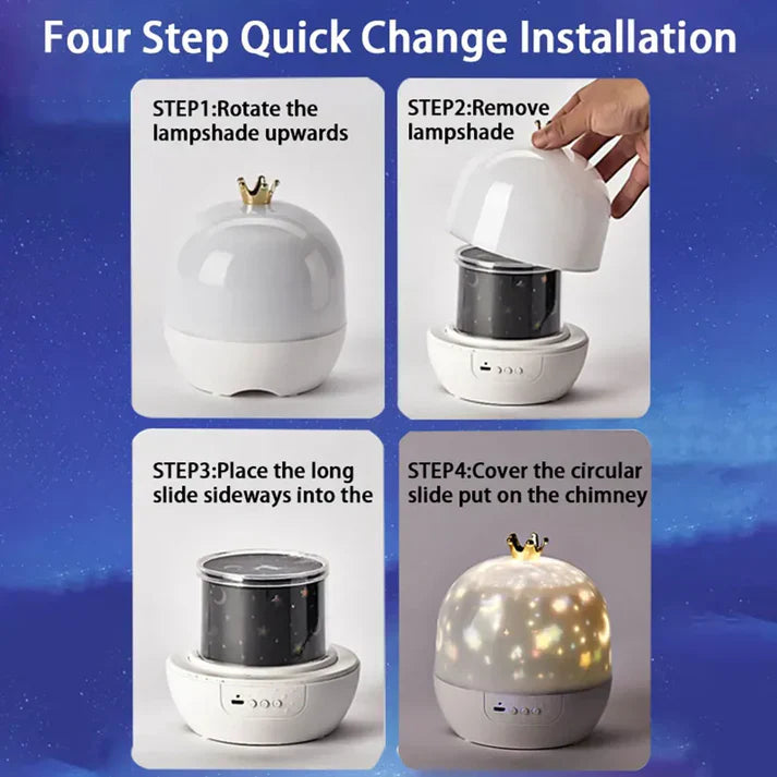 2-i-1 Barnlampan med Nattljus och Projektor